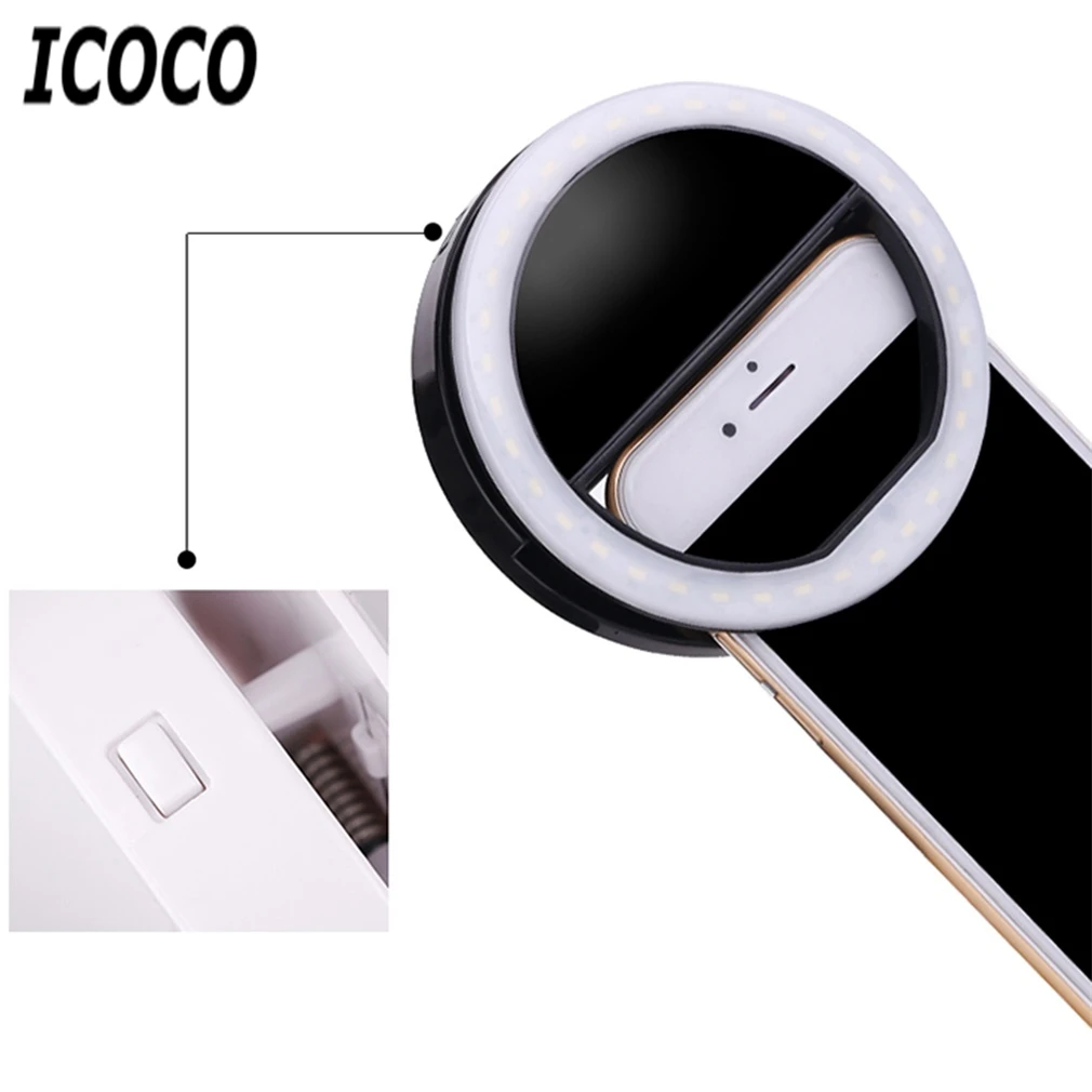 ICOCO портативный мобильный телефон Selfie Light Clip On Lamp светодиодное кольцо для