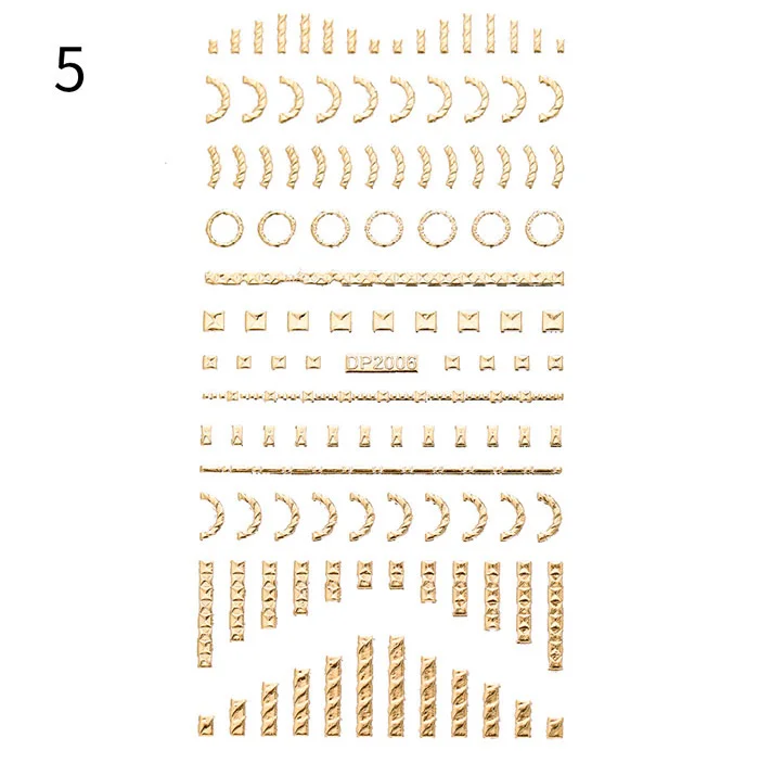 Золотые 3D наклейки для ногтей, полосы, геометрическое сердце, самоклеющиеся наклейки для нейл-арта, переводные наклейки, украшение для маникюра