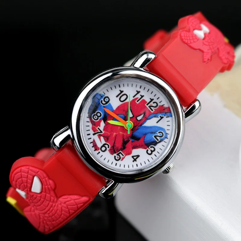 Детские часы с человеком-пауком, электронный красочный светильник, детские часы для мальчиков на день рождения, подарок для детей, наручные часы - Цвет: Red no Flash light