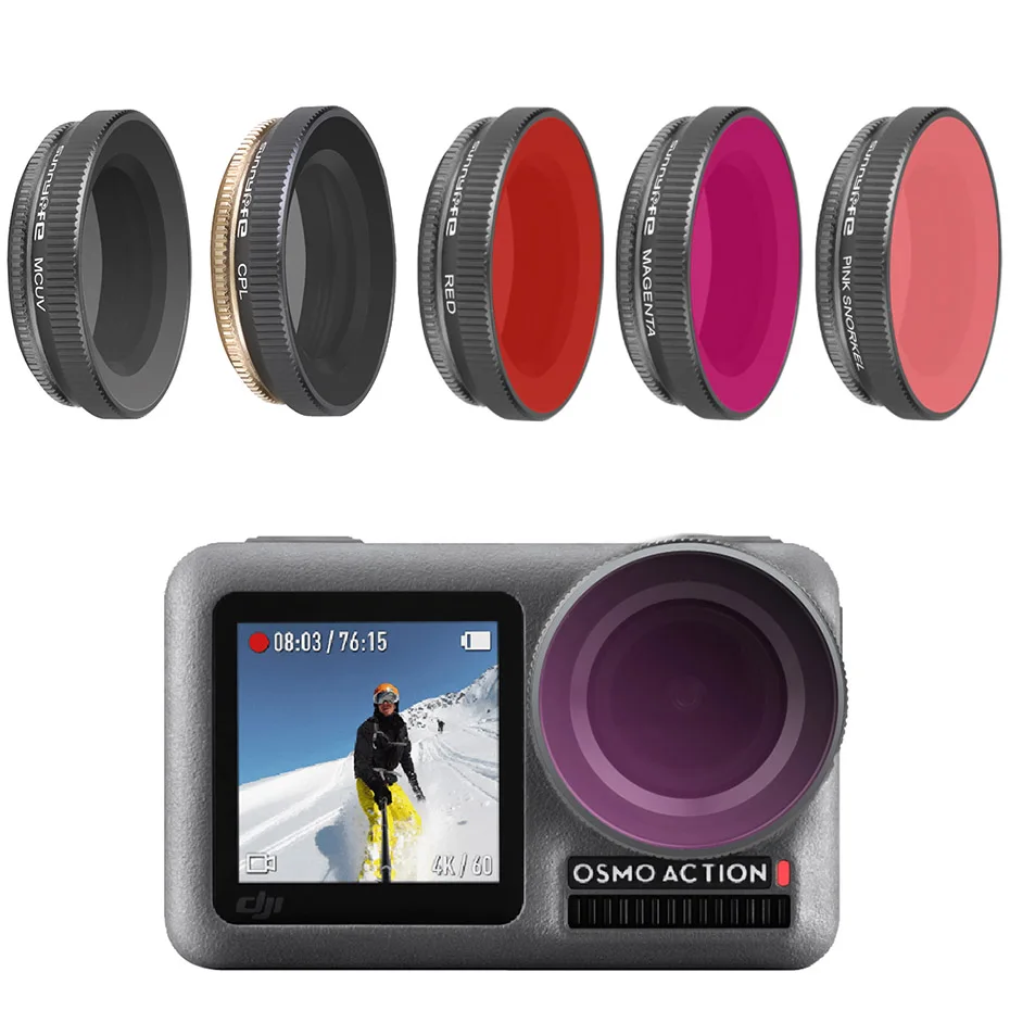 

Camera Filter For DJI Osmo Action Diving Red Magenta Pink Filters Set For Osmo Action UV CPL ND-PL Optical Glass Lens Accessory