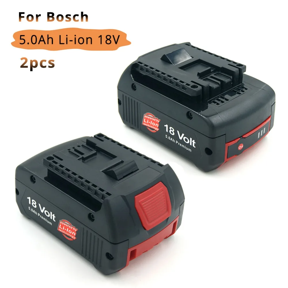 Литиевый аккумулятор для Bosch BAT609 BAT618 BAT620 BAT622 3601H61S10 2 шт. 5000 мАч 18 в светодиодный