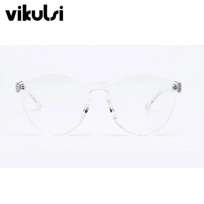 Круглые прозрачные солнцезащитные очки без оправы, Женские винтажные цельные солнцезащитные очки для женщин, модные вечерние солнцезащитные очки с цветными линзами UV400 - Цвет линз: A875 white