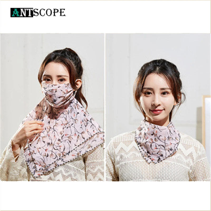 

Antscope Summer Sunscreen Face Mask Female Big Scarf Chiffon Scarf Fashion Tulle Sunshade Dustproof Sunscreen Face Mask