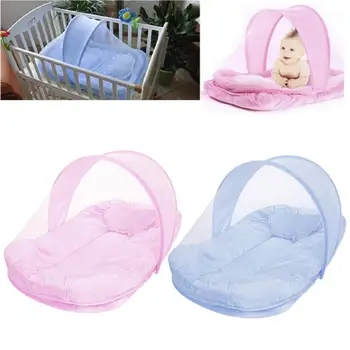 

Baby Portable Mosquito Net Breathable Travel Bed Mesh Comfortable Baby Beach Play Tent With a Pillow Baby Room Decor Pink Blue