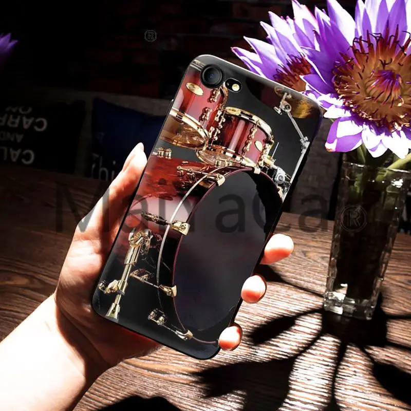 MaiYaCa For iphone 7 6 X Case Musical Instrument Drum Colorful Printing Phone Case for iPhone X 6 7 6s 7plus 8 8Plus XS XR 5C SE