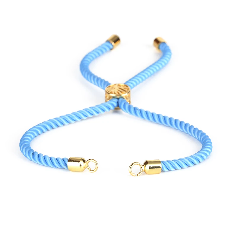 

Sky Blue Twist Knots Thread Gold Silver End Tree Of Life Flexible Rubber Clasp Lock Charm Nylon Cord For Bracelet Jewelry DIY