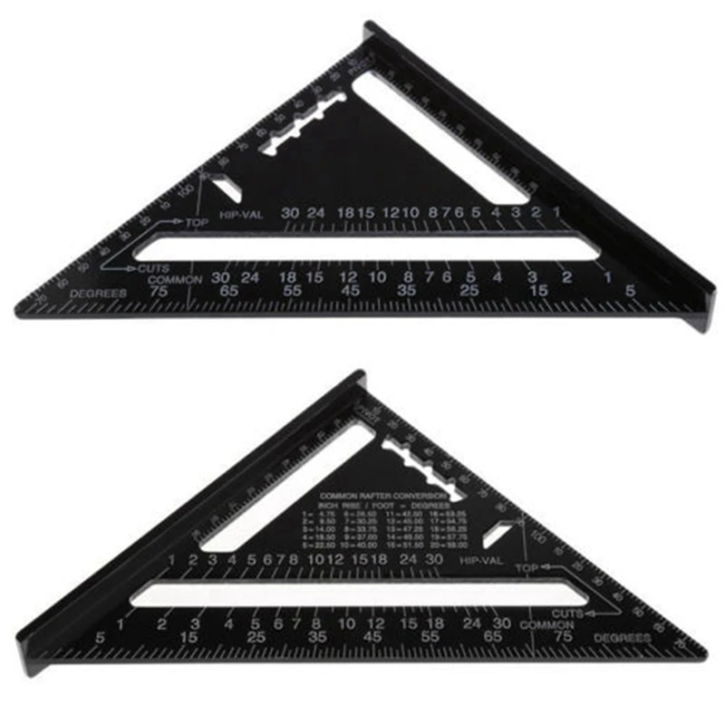 

7inch Aluminum Alloy Metric Triangle Ruler Squares For Woodworking Tools Square Angle Protractor Measuring Tool