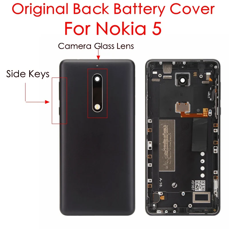 

Original For Nokia 5 Back Battery Cover + Side Keys + Camera Glass Lens for Nokia 5 Back Housing Cover Replacement Repair Parts
