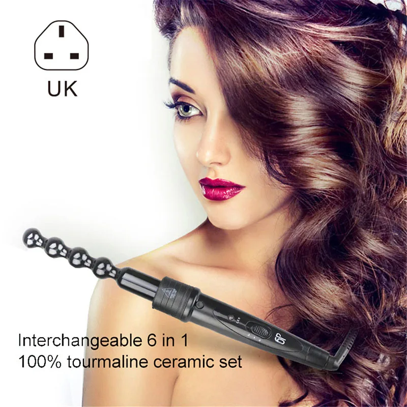 

6 in 1 Multifunctional Hair Curler Set Interchangeable Ceramic Tourmaline Hair Curling Set HB88