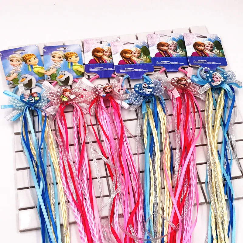 New-1PCS-Hair-Accessories-Princess-Elsa-Anna-Elastic-Hair-Bands-Flower-hair-rope-Pink-blue-Headwear
