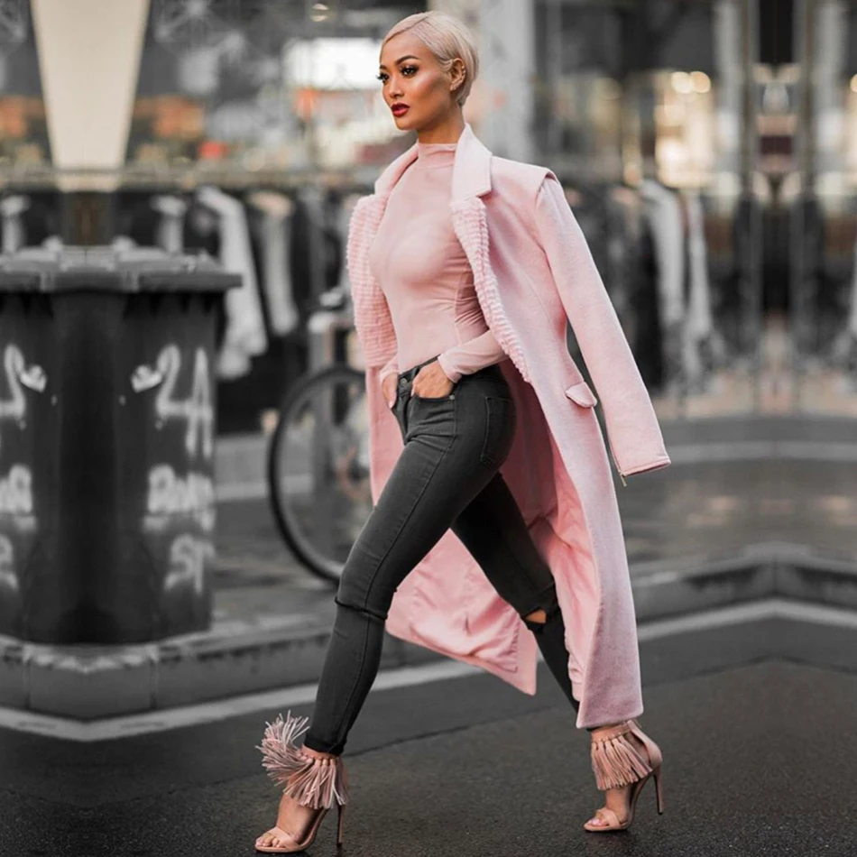 Adyce 2019 Nieuwe Winter Vrouwen Slanke Loopgraven Jassen Sexy Roze V-hals Bedekt Button Warme Jassen Zip Lange Mouwen Maxi club Jassen Adyce 2019 Nieuwe Winter Vrouwen Slanke Loopgraven Jassen Sexy Roze V-hals Bedekt Button Warme Jassen Zip Lange Mouwen Maxi club Jassen