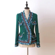 Топ Брендовое модное дизайнерское зимнее шерстяное пальто для женщин с длинным рукавом, жемчужными пуговицами, кисточками, твидовые шерстяные куртки и пальто, пальто