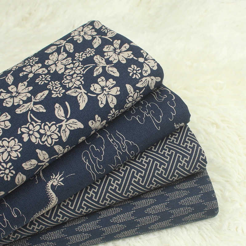 

Japan Style Cotton Linen Fabric Vintage Blue DIY Fabric for Table Cloth/Cushion Cover Patchwork Purse/Dress Fabric Half Yard