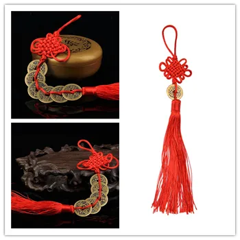 

1pc 1/2/3/5/6 Coins Vintage Feng Shui Copper Coins With Red Chinese Knot Wealth Success Charm Home Car Lucky Hanger Decor