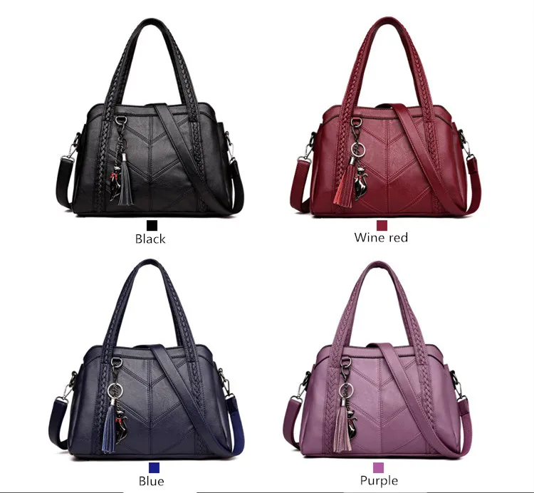 Women Handbag Genuine Leather Tote Bags Tassel Luxury Women Shoulder Bags