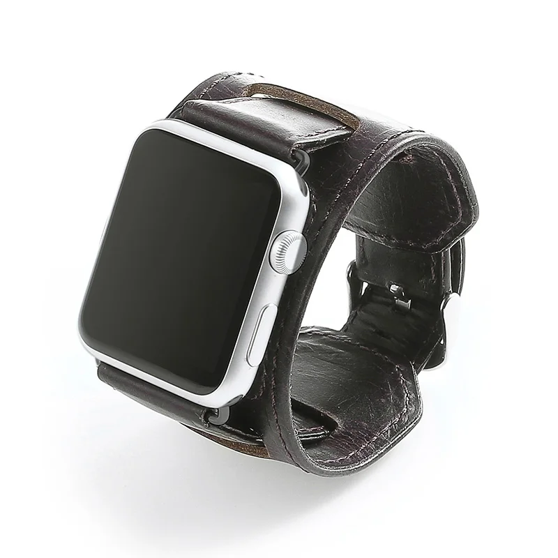 Meilleur Apple montre bande 42mm Véritable En Cuir Remplacement bracelet avec Sécurisé En Métal Fermoir Boucle pour Apple Montre Sport Édition brun