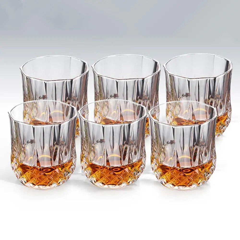 6pcs 270ml Old Fashioned Glasses Beer Cup Whiskey Tumblers Shot Glass