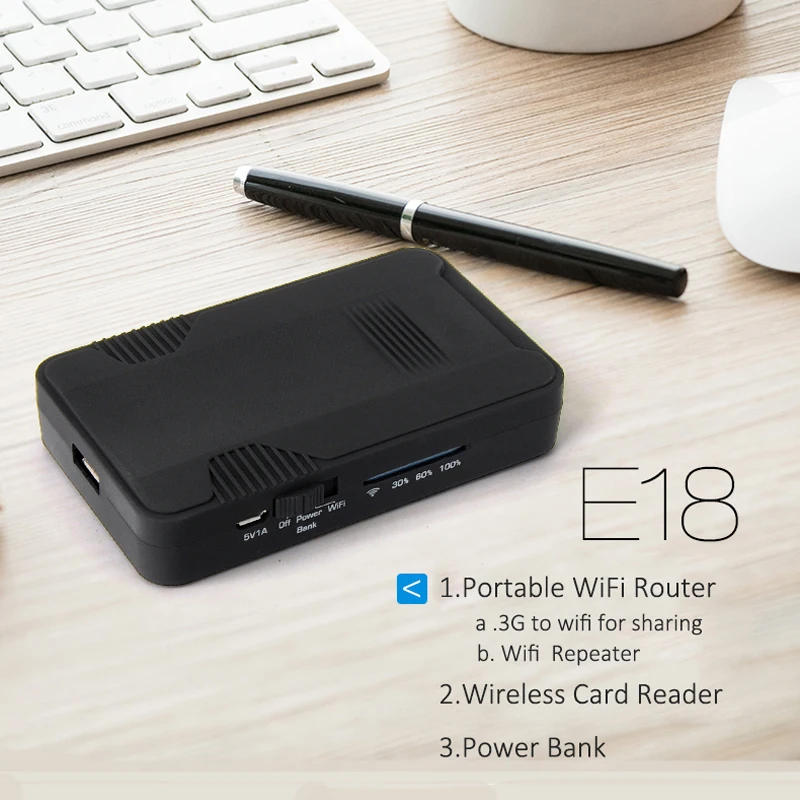

2018 Newest All in one Wifi router power bank 4000mah battery wireless storge App wireless card reader for mobile tablets PC