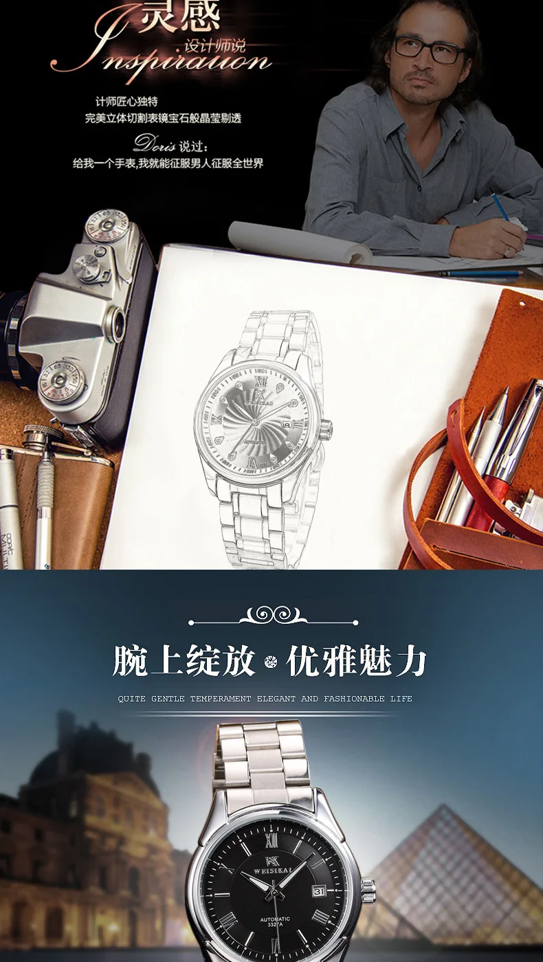 New Fashion Band Men's Watch Mechanical Small Case Bracelet Clasp Waterproof Man Wristwatch Silver Steel Watches Business Dress (6)
