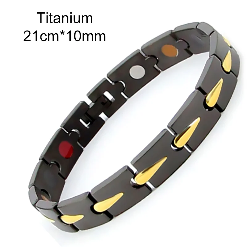 Титановый Модный магнитный терапевтический браслет, праздничные подарки для модных мужчин, энергетический браслет, черный золотой, взрослая версия - Окраска металла: Black -gold(5in1)