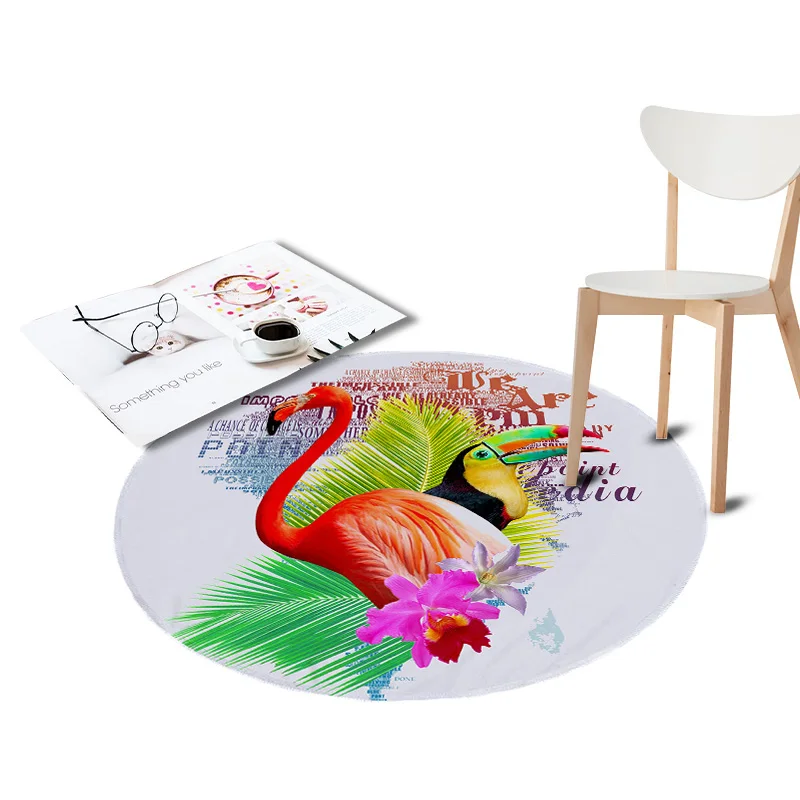 Flamingo Printed Coral Velvet Chair Floor Mat Large Round Carpet for Living Room Area Kids Bedroom Tropical Plants Outdoor Rugs Flamingo Printed Coral Velvet Chair Floor Mat Large Round Carpet for Living Room Area Kids Bedroom Tropical Plants Outdoor Rugs