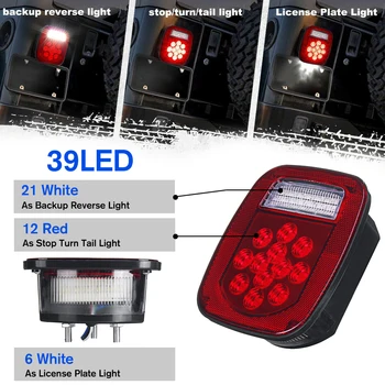 

2Pcs 39LED Car Rear Light Stop Tail Reverse Running Brake License Light for Truck/Trailer/Boat for Jeep for Wrangler TJ CJ 76-06