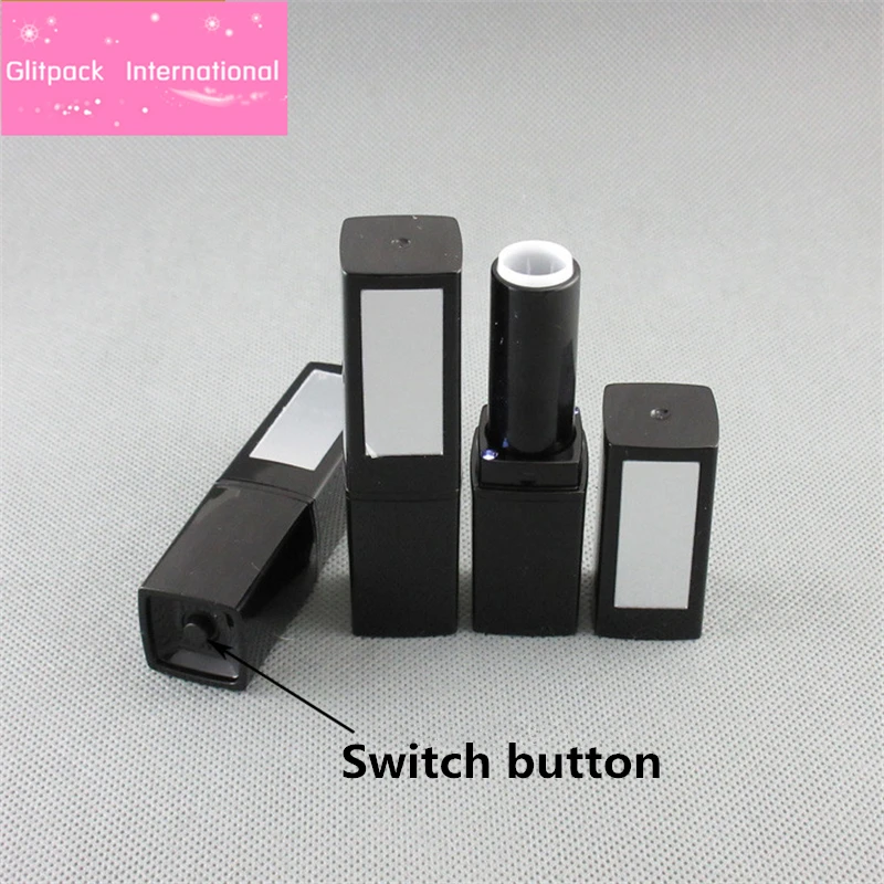 Harga Kosong Semua hitam tabung persegi lipstik tabung lipstik unggul hitam w LED cahaya cermin lipstik containers Lip Rouge Packing