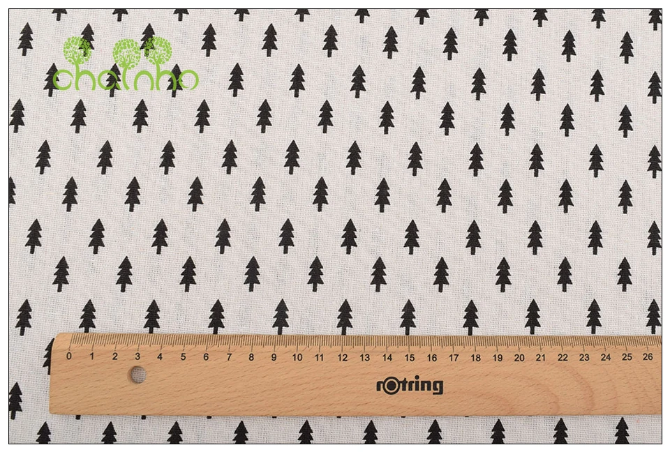 Chainho,6pcs/Lot,Black&White Series,Patchwork Printed Cotton Linen Fabric,For DIY Quilting&Sewing Placemat,Bags Material,25x45cm