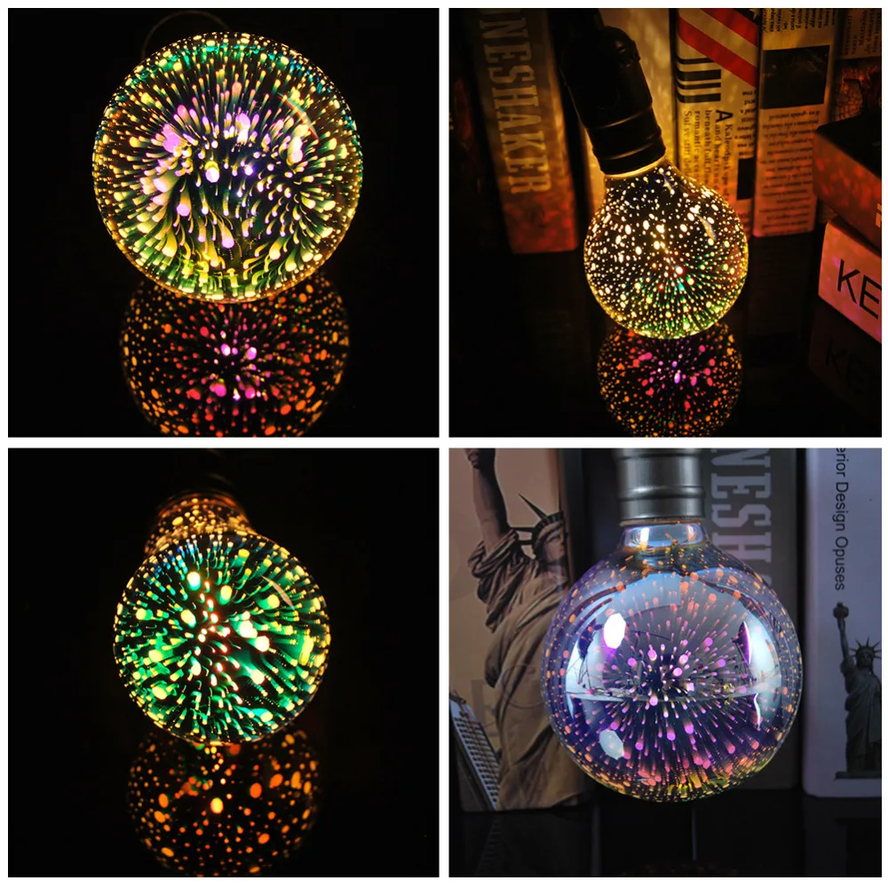 3D Светодиодная лампа Edison Star E27 красочные Bombillas винтажный стеклянный светильник вечерние свадебные Лампара Ретро ампулы Рождество Домашний Декор Бар