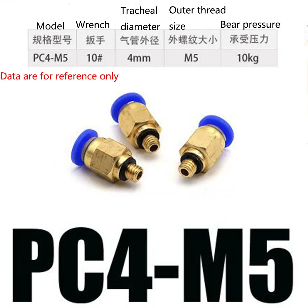 1 шт. пневматический PC4mm OD шланг трубки M5 1/" 1/4" дюймов BSPT PT наружная резьба прямой фитинг соединитель быстрое соединение латунные фитинги - Цвет: 1 PC4-M5