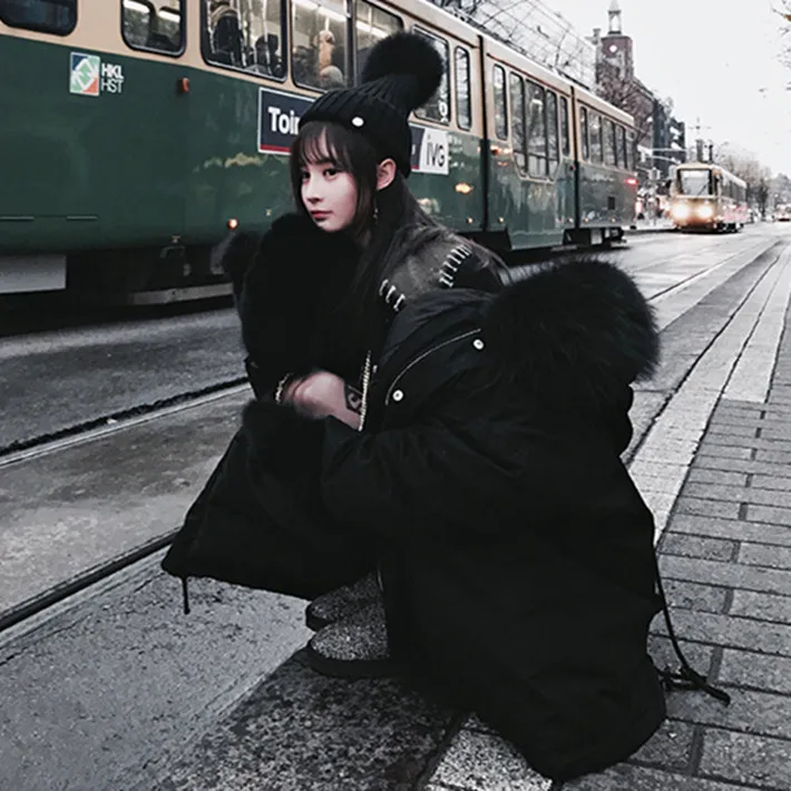 2018 Winter Women Hooded Coat Fur Collar Thicken Warm Long Jacket women's coat girls long slim big fur coat jacket Cotton Parka 2018 Winter Women Hooded Coat Fur Collar Thicken Warm Long Jacket women's coat girls long slim big fur coat jacket Cotton Parka