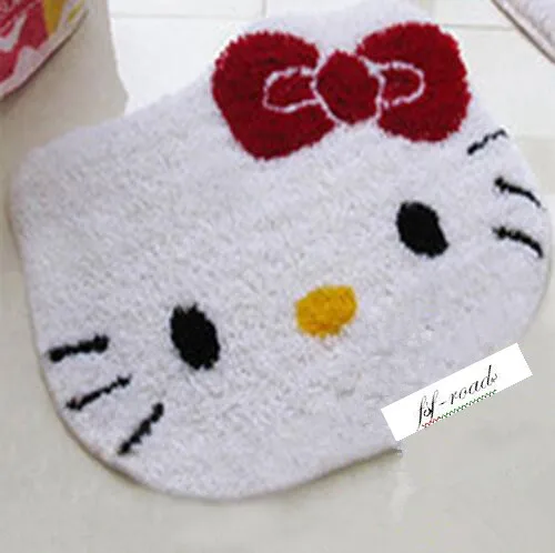 

DIY Mat Needlework Kit Unfinished Crocheting Rug Yarn Cushion Embroidery Carpet White Cute Kitty