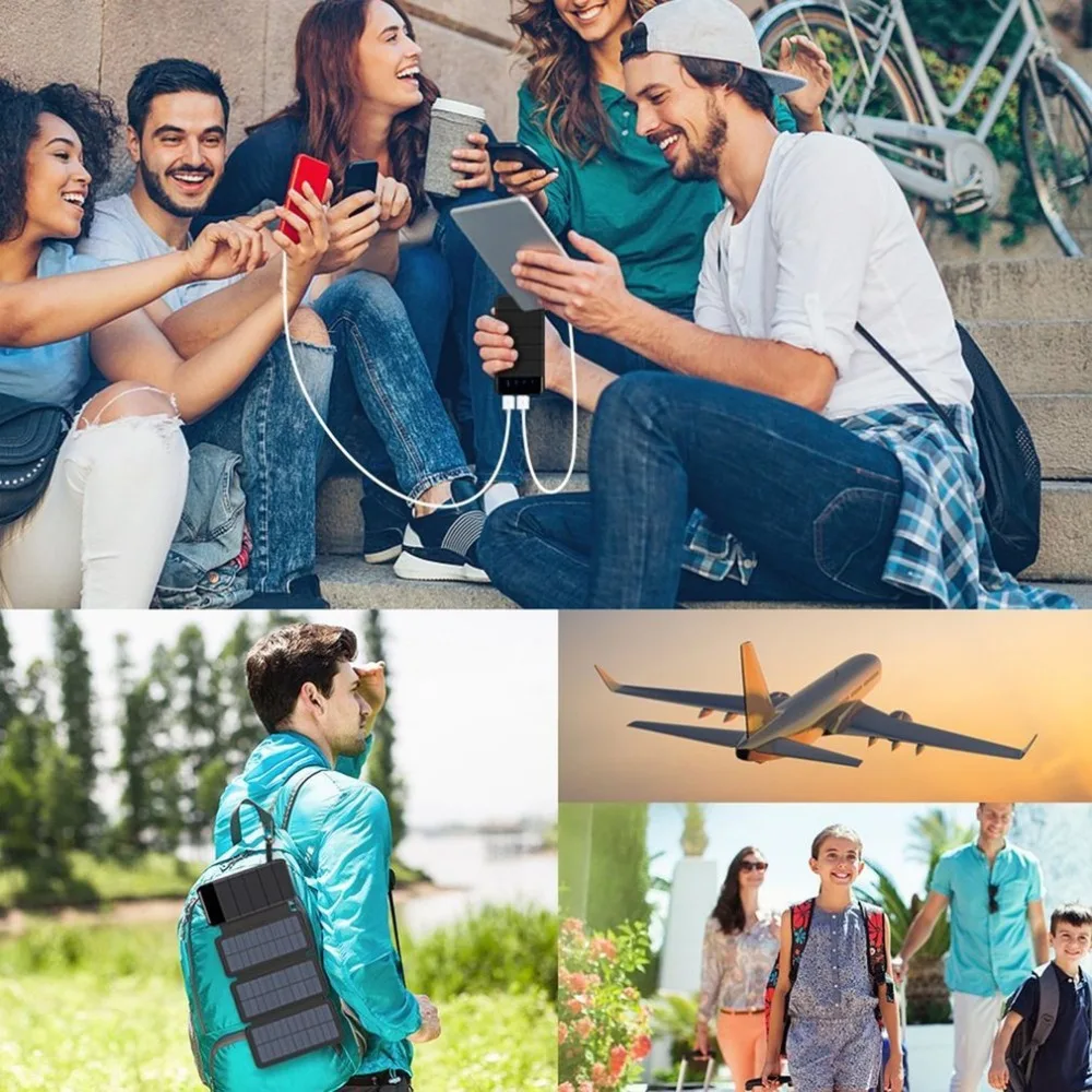 8000MAH Foldable Dual USB Solar Panel Power Bank Portable Outdoor Travel Battery Charger Supply for Phones 4.5W 8000MAH Foldable Dual USB Solar Panel Power Bank Portable Outdoor Travel Battery Charger Supply for Phones 4.5W