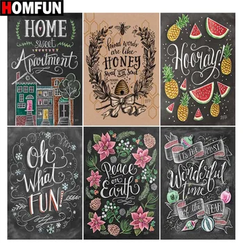 

HOMFUN Paint With Diamond Embroidery "Text landscape" Diamond Painting Full Square Round Picture Of Rhinestone Decor