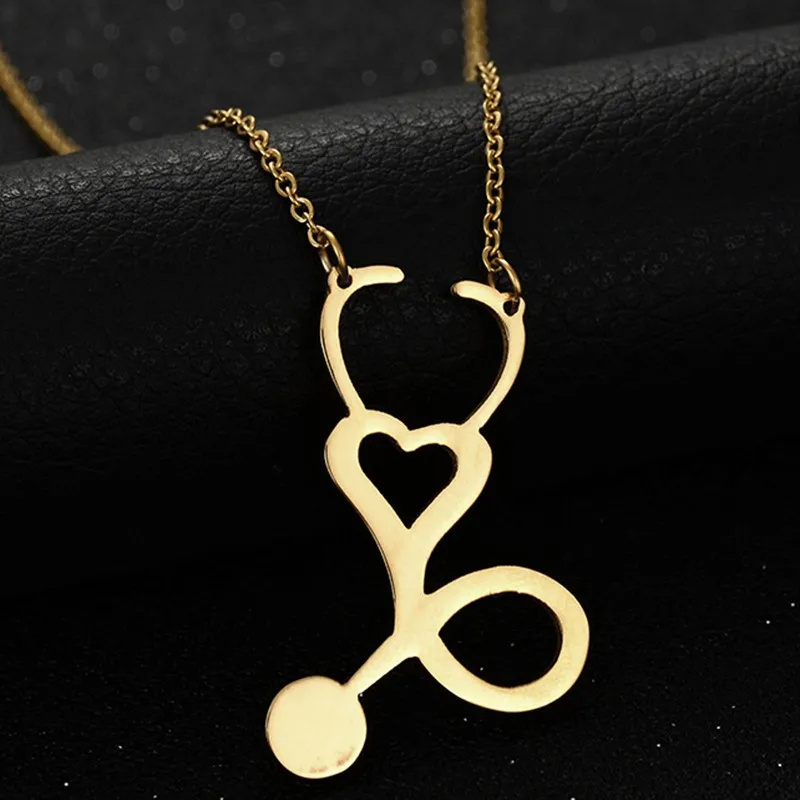 2016-New-Arrival-Stainless-Steel-Stethoscope-Heart-Necklace-Chokers-Necklace-For-Women-Party-Gift (2)