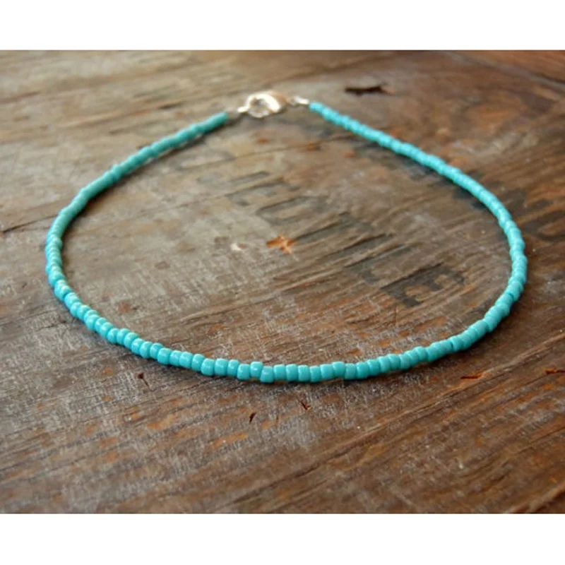 Delicate Boho Bohemian Beaded Choker Necklace Green Turquoises Necklace For Women Jewelry Gifts