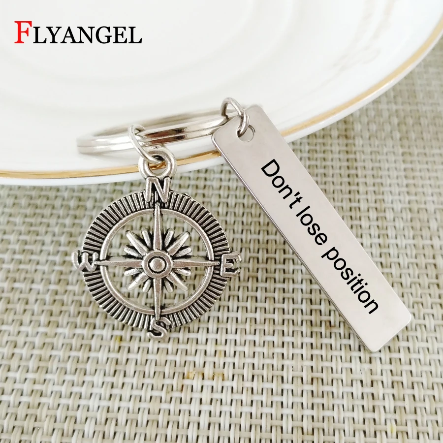 Engraved Dont't lose position Keychain Motorcycle Car Key Ring with