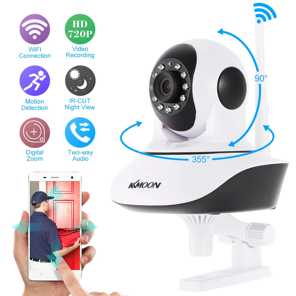 

KKmoon Wireless IP Camera HD 720P ONVIF Network Security Camera WiFi 1.0MP PTZ CCTV Camera Support Two-way Audio Night Vision