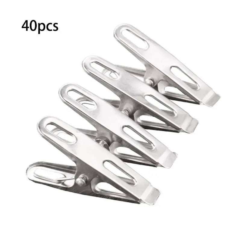

40pcs Stainless Steel Clothes Pegs Metal Clips Socks Clips Clothes Pins Clothing Clamps Sealing Clip