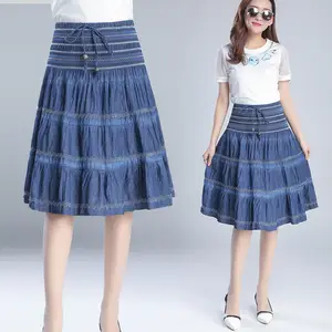 bohemian denim skirt