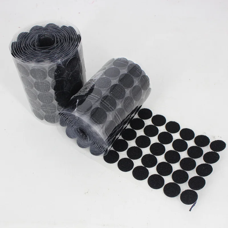 

Nylon Fabric Sticky Back Round Coins Hook Loop Strong Self Adhesive Fastener Dots Tapes hook loop tape 2cm