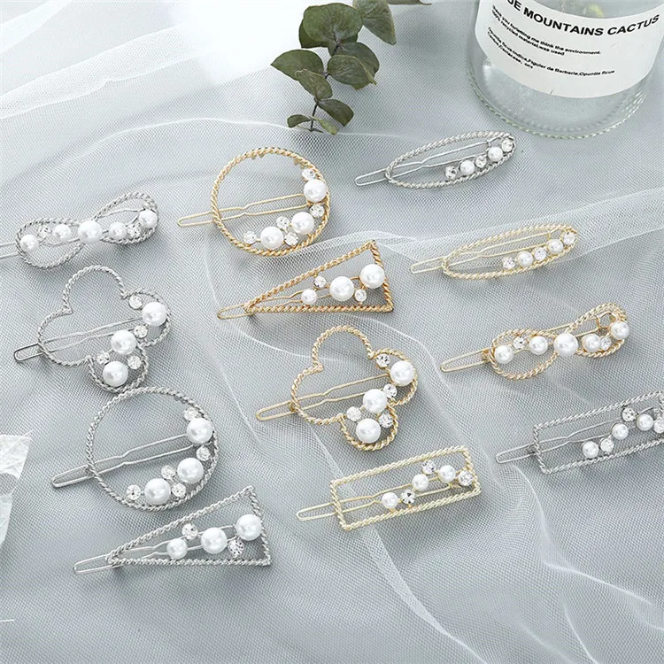 

Fashion Pearl Round Elegant Luxury Rhinestone Charm Hair Accessories Twinkling Hair Clip Bridal Crystal Hairpin Hairwear