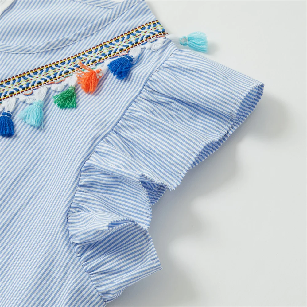 NASHAKAITE/семейный образ; платья для мамы и дочки с расклешенными рукавами; в полоску; с кисточками; мини-платье для мама дочь семья; Одинаковая одежда