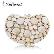 Роскошные белые мраморные вечерние сумки в форме сердца с драгоценным камнем и кристаллами, Коктейльная Свадебная Сумка-клатч, банкетные сумки