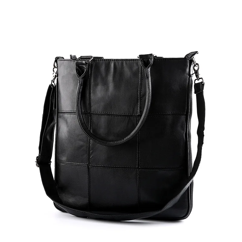 

Simple Big Plaid Patchwork handbag Men Tote Bag Street Leisure Fashion Single famous designer handbags Geometric duffle bag