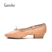 Sansha/Лидер продаж; балетки из натуральной кожи на каблуке для молодых девушек; Танцевальная обувь для джаза; TE2CL