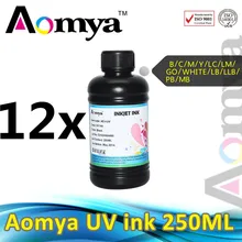 Aomya LED UV Ink for Epson printer with 3D printing ,12C* 250ml UV LED Ink, bulk ink, DX3 DX4 DX5 DX6 DX7