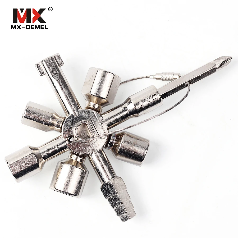 

MX-DEMEL Multifunction Electrical Plumber Utility Cross Switch Wrench Universal Square Triangle Key for Gas Train Bleed Radiator