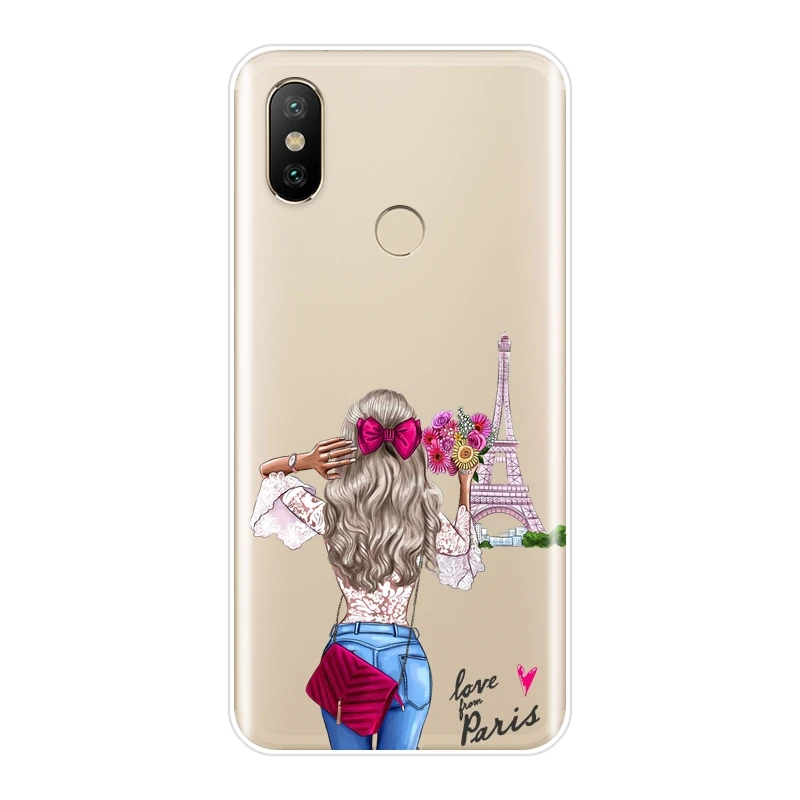 Эстетичный Черный силиконовый чехол для телефона девочек Xiaomi MI A1 A2 LITE 8 SE мягкая