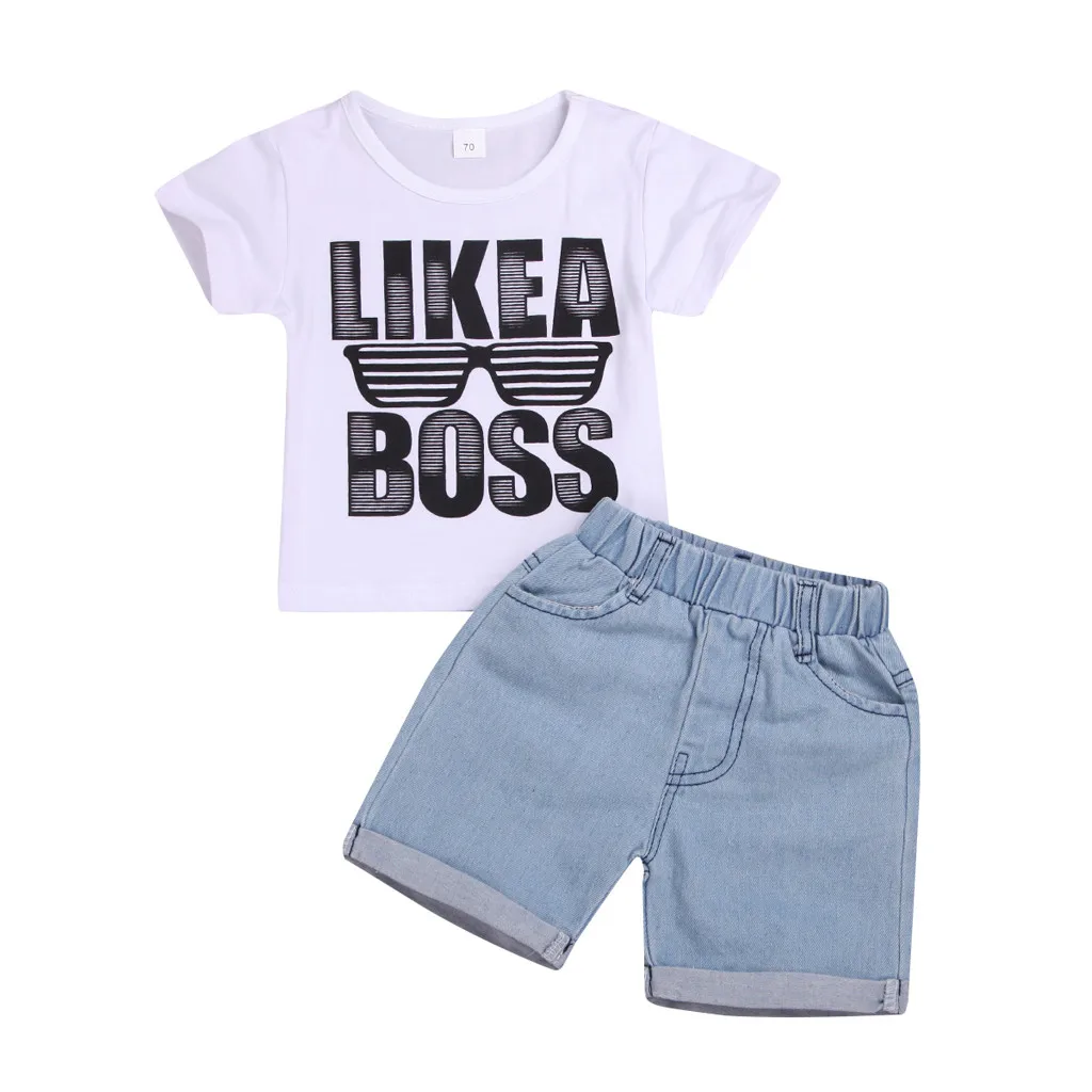 

Baby Boy Clothes Sets Newborn Outfit Short Sleeve shirt Glasses Denim Short Fashion 2Piece kit Dropshipping vetement bébé garçon